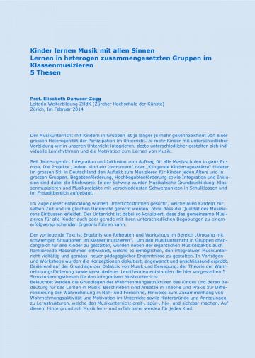 Kinder lernen Musik mit allen Sinnen